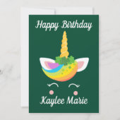 アイリッシュユニコーンガールカワイイカスタムハッピーバースデー カード (正面)