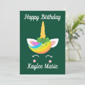 アイリッシュユニコーンガールカワイイカスタムハッピーバースデー カード (スタンド正面)