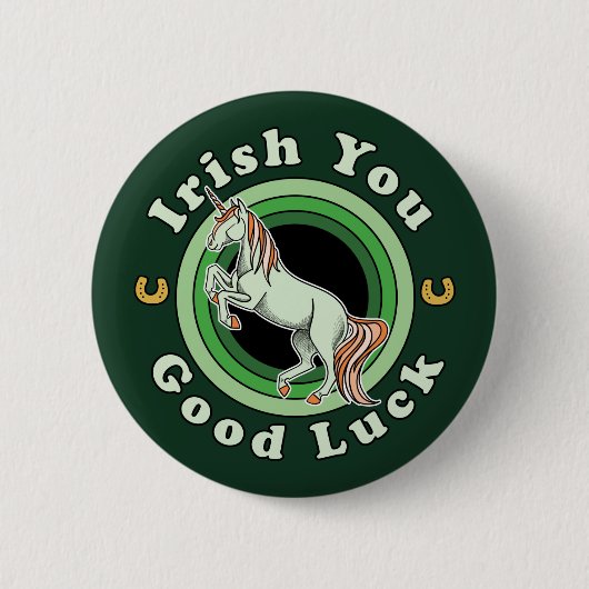 アイリッシュユーグッドラック – 聖パトリックの日ユニコーン 缶バッジ (正面)