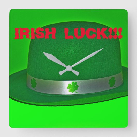 アイリッシュラッキーウォールクロック スクエア壁時計 (正面)