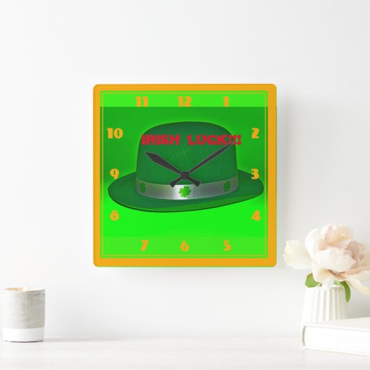 アイリッシュラッキーウォールクロック スクエア壁時計 (ホーム)