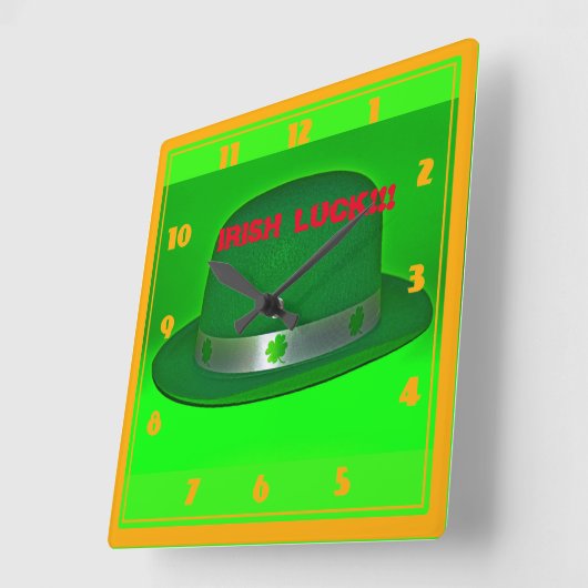 アイリッシュラッキーウォールクロック スクエア壁時計 (傾斜)