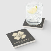 アイリッシュラッキーフォーリーフクローバー（名前はブラック） ストーンコースター (横)