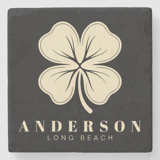 アイリッシュラッキーフォーリーフクローバー（名前はブラック） ストーンコースター (正面)