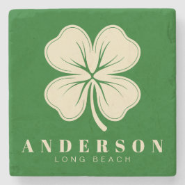 アイリッシュラッキーフォーリーフクローバー（名前は緑） ストーンコースター