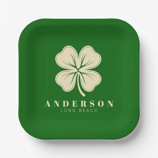 アイリッシュラッキーフォーリーフクローバー（名前は緑） ペーパープレート (正面)