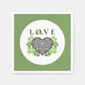 アイリッシュラブシャムロック&ケルト結び目模様ハート紙 スタンダードカクテルナプキン (正面)