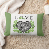 アイリッシュラブシャムロック&ケルト結び目模様ハート ランバークッション (ブランケット)