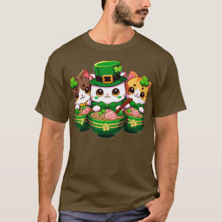 アイリッシュラーメンネコかわいいSt patricks day女子 Tシャツ