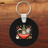 アイリッシュラーメン猫かわいいアニメクリスマスウィメンズギ キーホルダー (正面)