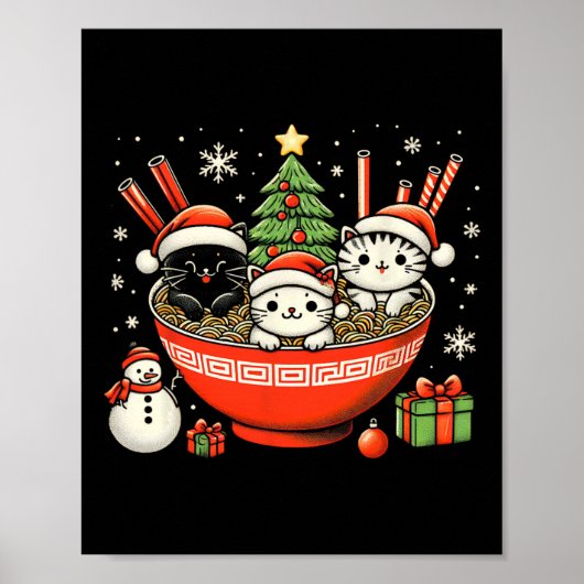 アイリッシュラーメン猫かわいいアニメクリスマスウィメンズギ ポスター (正面)
