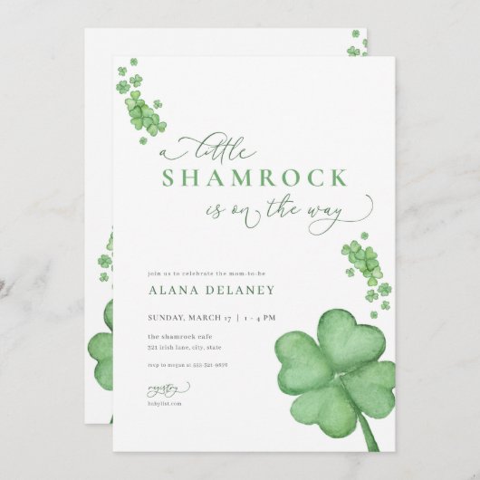 アイリッシュリトルシャームロックベビーシャワー招待状 招待状 (正面/裏面)