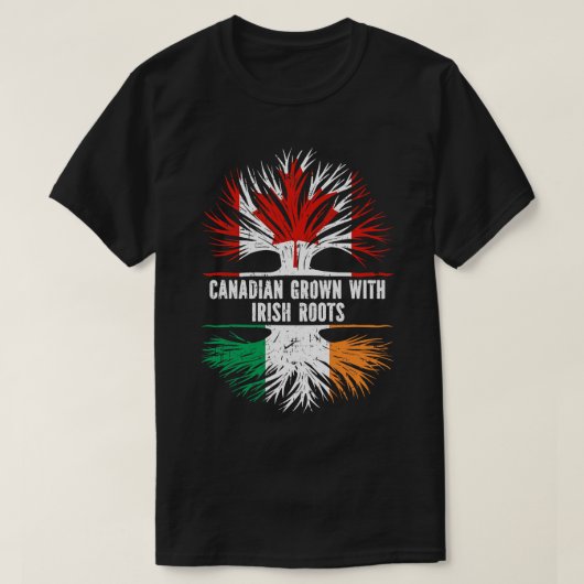 アイリッシュルーツカナダ国旗で栽培されたカナダ Tシャツ (デザイン正面)