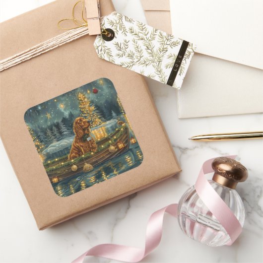 アイリッシュレッドセッタークリスマスフェスティバル航海 スクエアシール (ギフト)