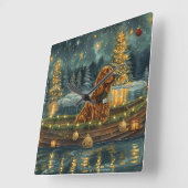 アイリッシュレッドセッタークリスマスフェスティバル航海 スクエア壁時計 (傾斜)