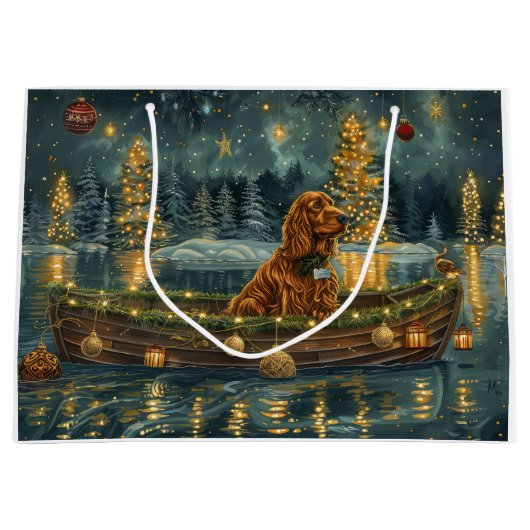 アイリッシュレッドセッタークリスマスフェスティバル航海 ラージペーパーバッグ (正面)