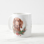 アイリッシュレッドセッタークリスマスリースフェスティバルカップ コーヒーマグカップ (正面左)