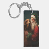 アイリッシュレッドセッターサンタクロースフェスティバルクリスマス キーホルダー (正面左)