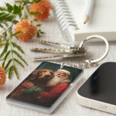 アイリッシュレッドセッターサンタクロースフェスティバルクリスマス キーホルダー (正面右)