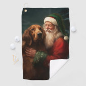 アイリッシュレッドセッターサンタクロースフェスティバルクリスマス ゴルフタオル (インサイチュ)