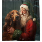 アイリッシュレッドセッターサンタクロースフェスティバルクリスマス シャワーカーテン (正面)