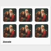 アイリッシュレッドセッターサンタクロースフェスティバルクリスマス スクエアシール (シート)