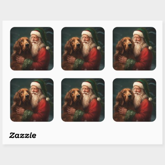 アイリッシュレッドセッターサンタクロースフェスティバルクリスマス スクエアシール (シート)