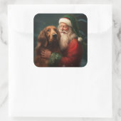 アイリッシュレッドセッターサンタクロースフェスティバルクリスマス スクエアシール (バッグ)