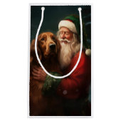 アイリッシュレッドセッターサンタクロースフェスティバルクリスマス スモールペーパーバッグ (正面)