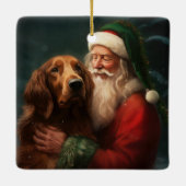 アイリッシュレッドセッターサンタクロースフェスティバルクリスマス セラミックオーナメント (裏面)