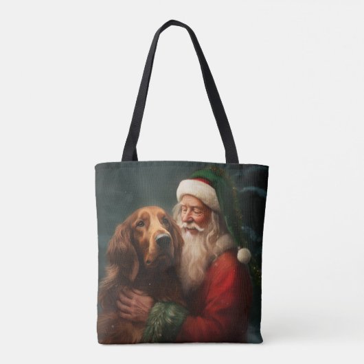アイリッシュレッドセッターサンタクロースフェスティバルクリスマス トートバッグ (裏面)