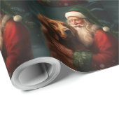 アイリッシュレッドセッターサンタクロースフェスティバルクリスマス ラッピングペーパー (ロールコーナー)