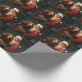 アイリッシュレッドセッターサンタクロースフェスティバルクリスマス ラッピングペーパー (角)