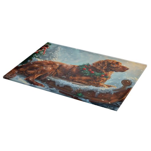 アイリッシュレッドセッタードッグクリスマスフェスティバル カッティングボード (角)