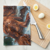 アイリッシュレッドセッタードッグクリスマスフェスティバル キッチンタオル (四つ折り)