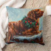 アイリッシュレッドセッタードッグクリスマスフェスティバル クッション (ブランケット)