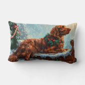 アイリッシュレッドセッタードッグクリスマスフェスティバル ランバークッション (裏面)