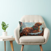 アイリッシュレッドセッタードッグクリスマスフェスティバル ランバークッション (椅子)