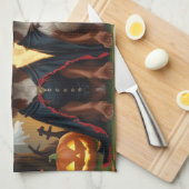 アイリッシュレッドセッタードッグズカボチャおもしろいハロウィーン キッチンタオル (四つ折り)