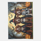 アイリッシュレッドセッタードッグズカボチャおもしろいハロウィーン キッチンタオル (縦)