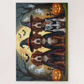 アイリッシュレッドセッタードッグズカボチャおもしろいハロウィーン ジグソーパズル (縦)
