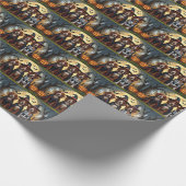 アイリッシュレッドセッタードッグズカボチャおもしろいハロウィーン ラッピングペーパー (角)