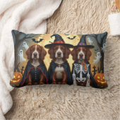 アイリッシュレッドセッタードッグズカボチャおもしろいハロウィーン ランバークッション (ブランケット)