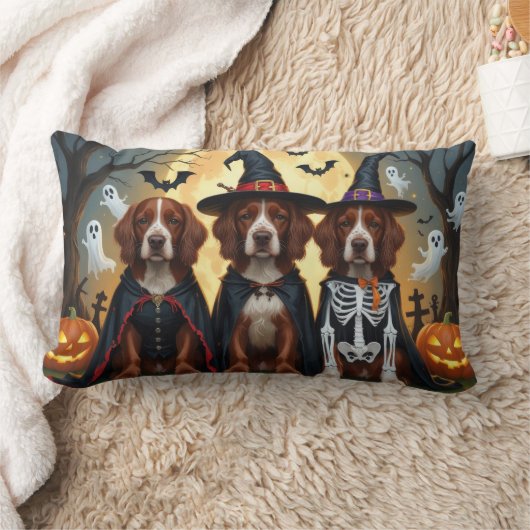 アイリッシュレッドセッタードッグズカボチャおもしろいハロウィーン ランバークッション (ブランケット)