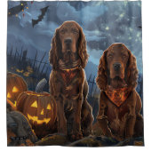 アイリッシュレッドセッターハロウィン不気味 シャワーカーテン (正面)