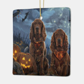 アイリッシュレッドセッターハロウィン不気味 セラミックオーナメント (左)