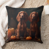 アイリッシュレッドセッターパピー秋デライトカボチャ クッション (ブランケット)