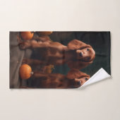 アイリッシュレッドセッターパピー秋デライトカボチャ バスタオルセット (ハンドタオル)