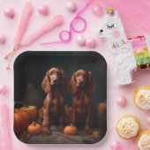 アイリッシュレッドセッターパピー秋デライトカボチャ ペーパープレート (パーティー)