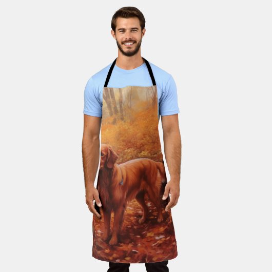 アイリッシュレッドセッター紅葉秋インスパイア エプロン (着用した状態)